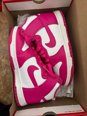 Nike Pink and White High-Top Sneakers